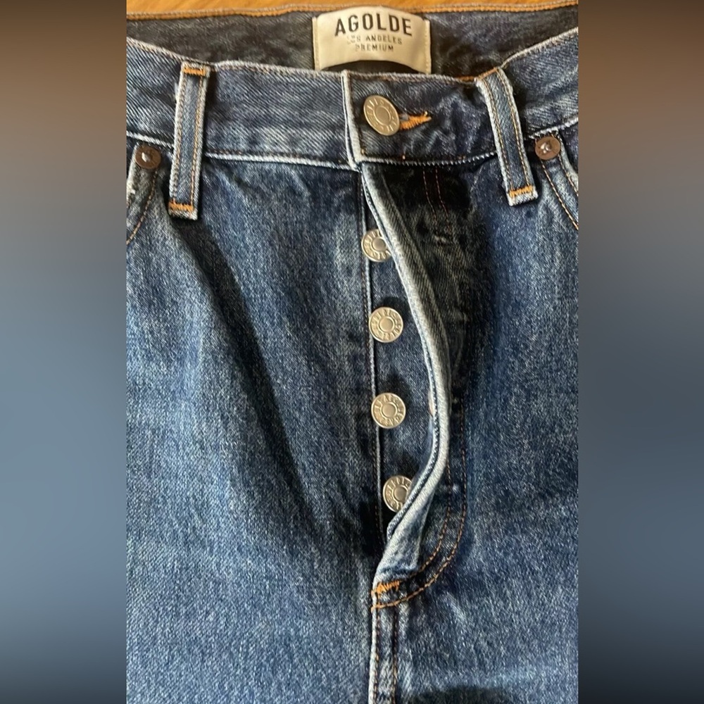 Agolde Women's Straight Leg Jeans in Dark Blue - Picture 5 of 9